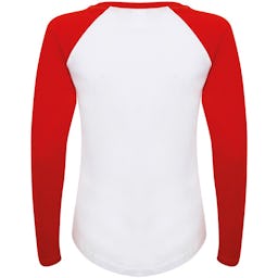 Skinnifit Womens/Ladies Long Sleeve Baseball T-Shirt (White/Red): additional image