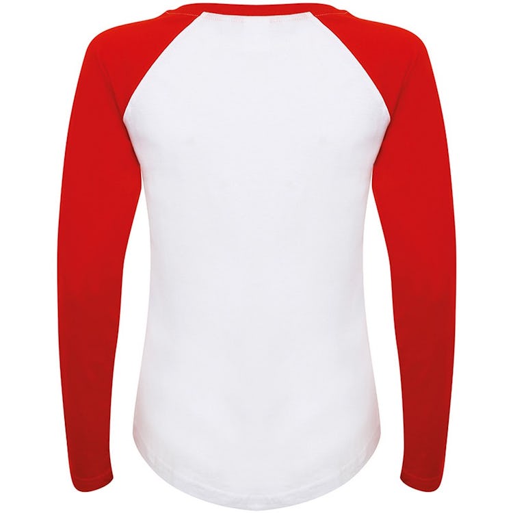 Skinnifit Womens/Ladies Long Sleeve Baseball T-Shirt (White/Red): additional image