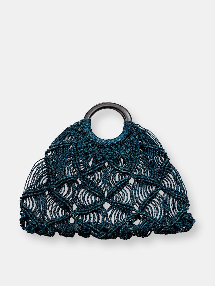 Macramé Handbag, Blue: image 1