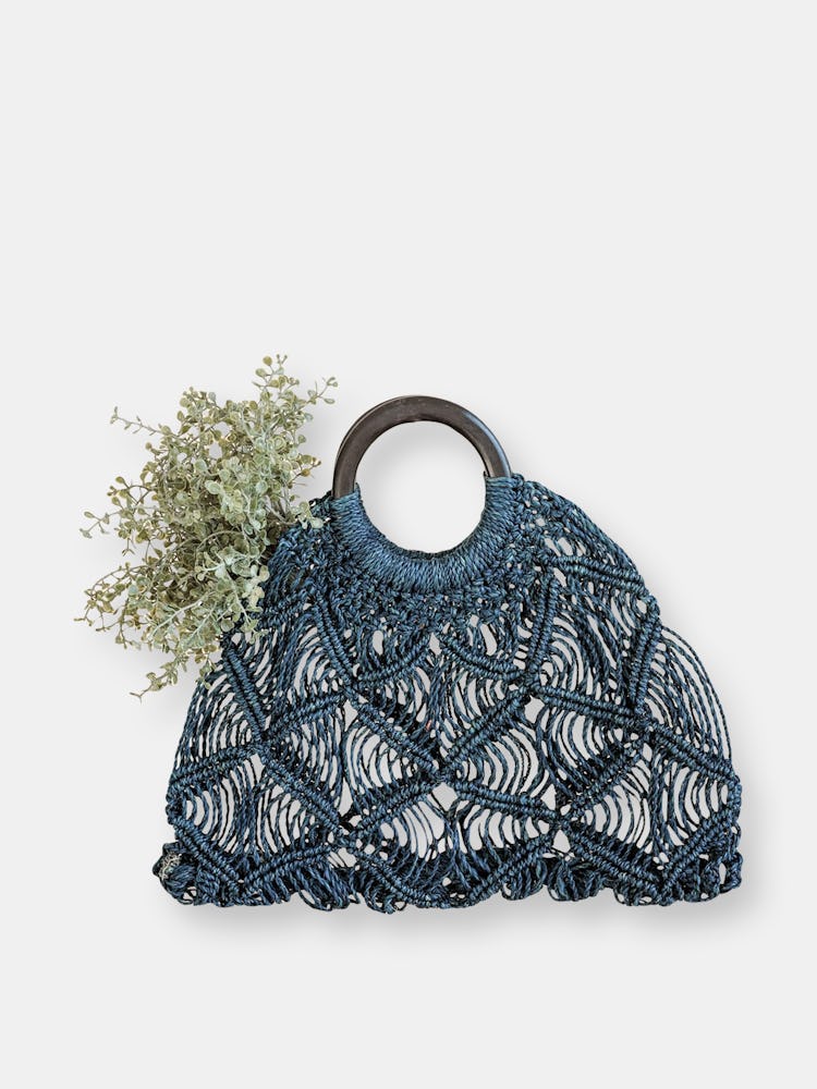 Macramé Handbag, Blue: additional image