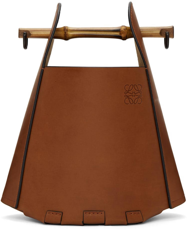 Tan Bucket Bamboo Bag: image 1