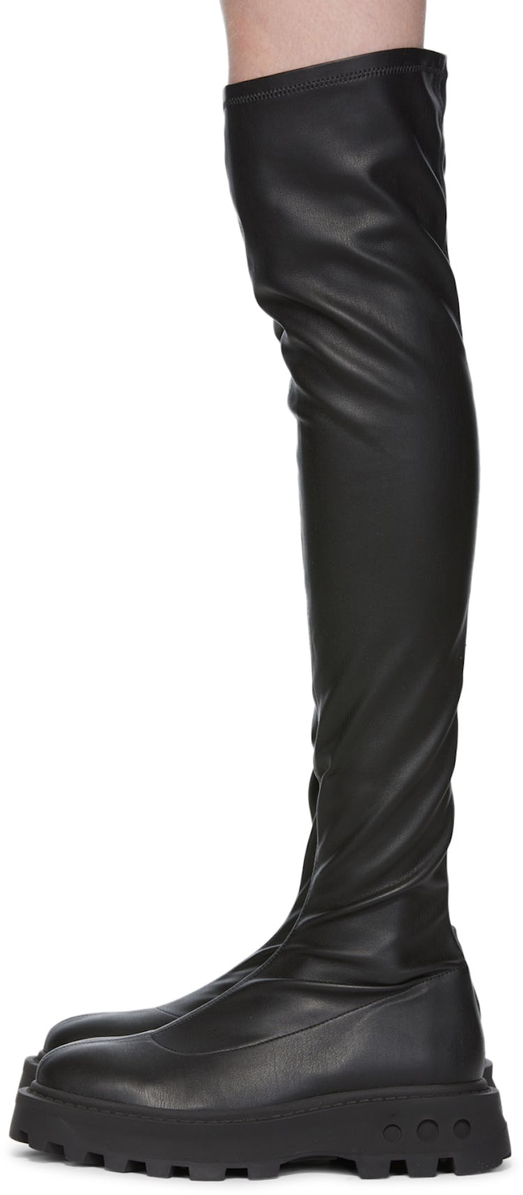 Black Faux-Leather Scrambler Tall Boots: additional image