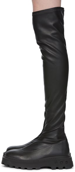 Black Faux-Leather Scrambler Tall Boots: additional image