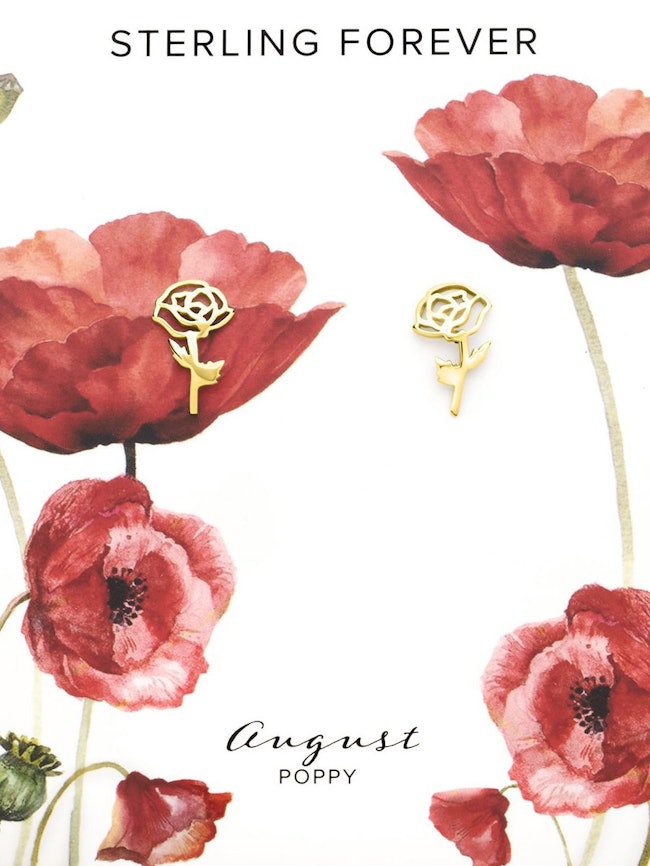 Sterling Silver Birth Flower Studs: additional image