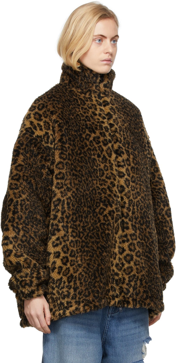Beige Leopard Zip-Up Jacket: additional image