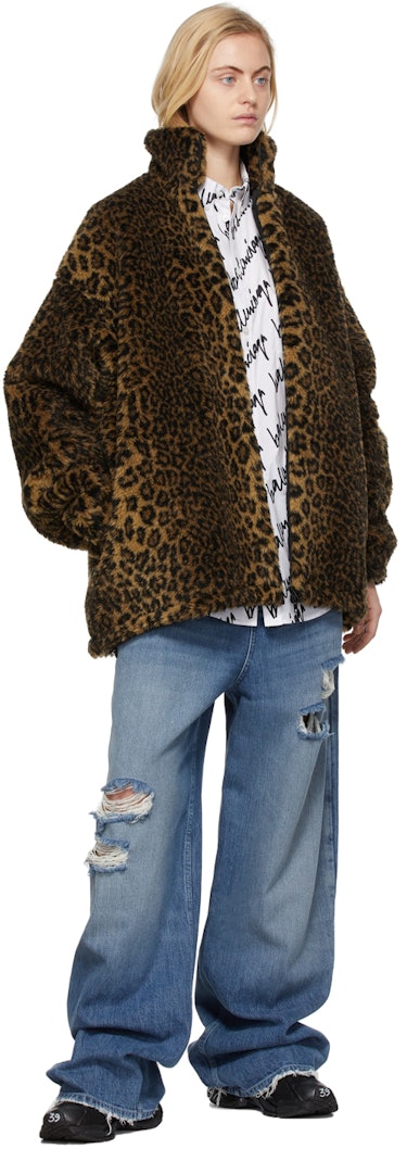 Beige Leopard Zip-Up Jacket: additional image