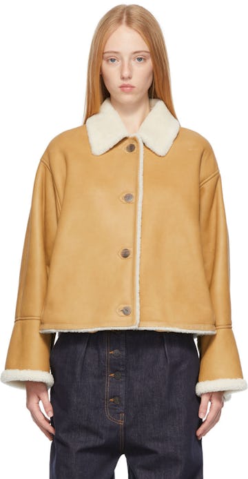 Tan Shearling Short Jacket: image 1