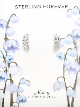 Sterling Silver Birth Flower Studs: additional image