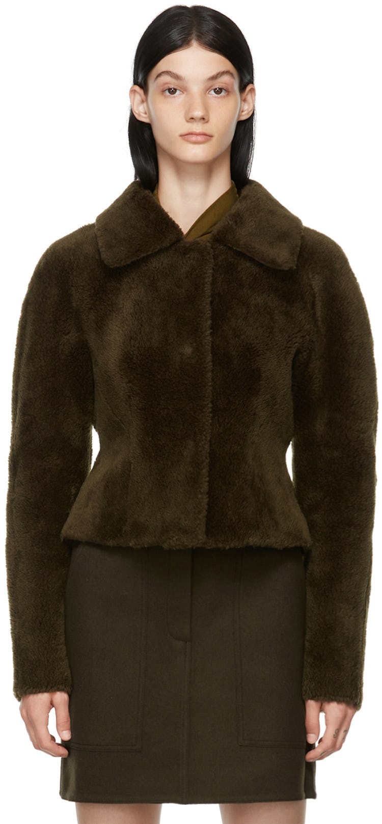 Khaki Faux-Fur Short Jacket: image 1