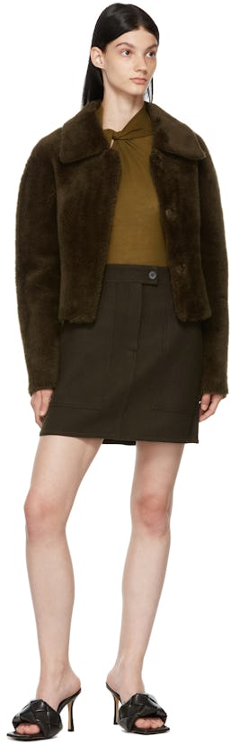 Khaki Faux-Fur Short Jacket: additional image