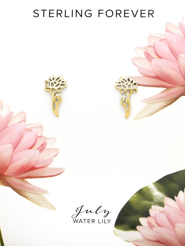 Sterling Silver Birth Flower Studs: additional image