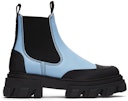 Blue Calfskin Chunky Chelsea Boots: image 1