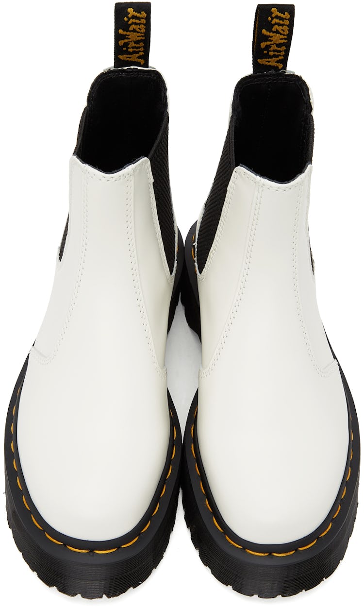 White Quad Platform Chelsea Boots: additional image