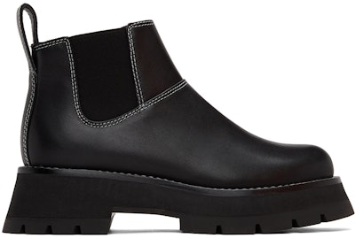 Black Short Lug Sole Kate Chelsea Boots: image 1