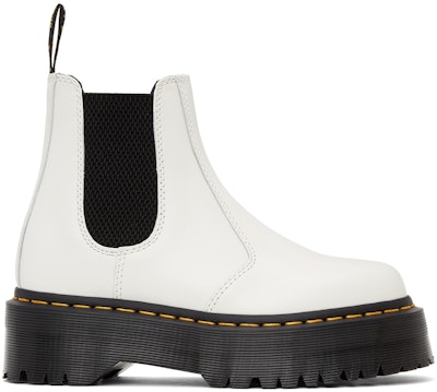 White Quad Platform Chelsea Boots: image 1