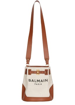 Canvas B-Army bucket bag with leather panels: image 1