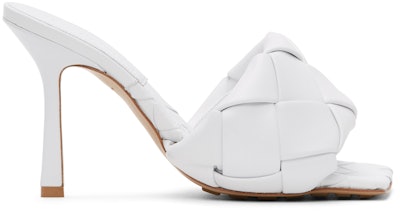 White Intrecciato Lido Heeled Sandals: image 1
