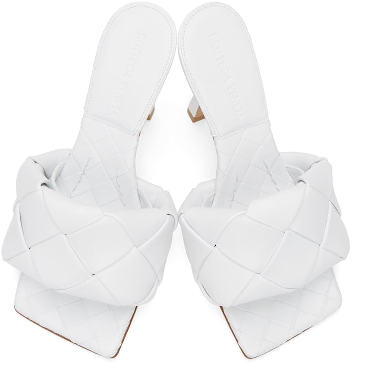 White Intrecciato Lido Heeled Sandals: additional image