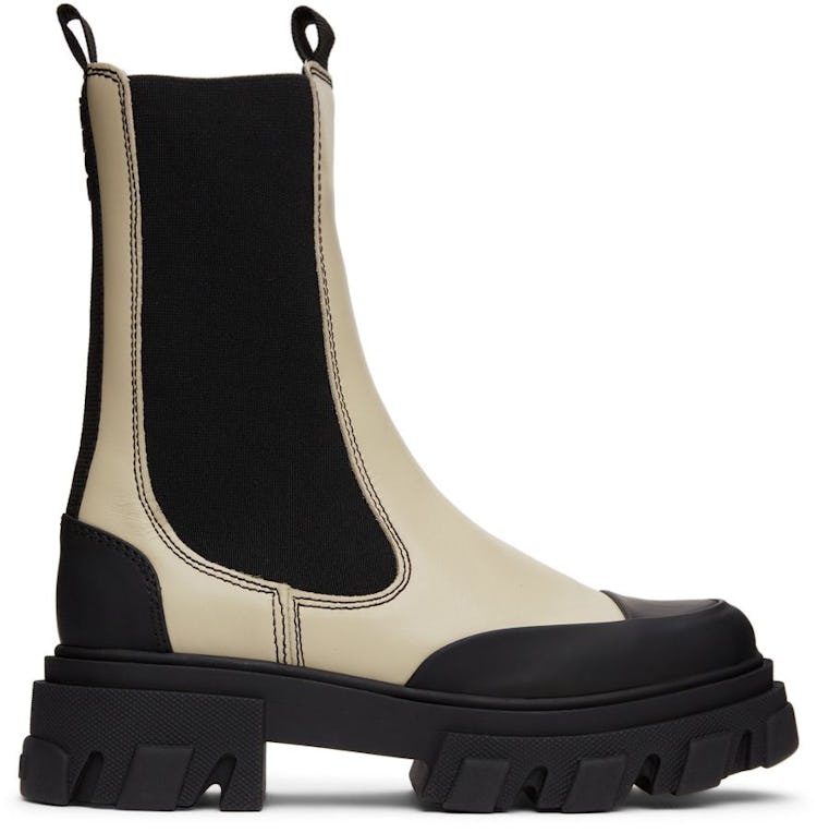 Beige Calfskin Chunky Chelsea Boots: additional image