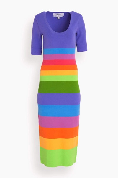 Short Sleeve Knit Dress in Rainbow Multi: image 1