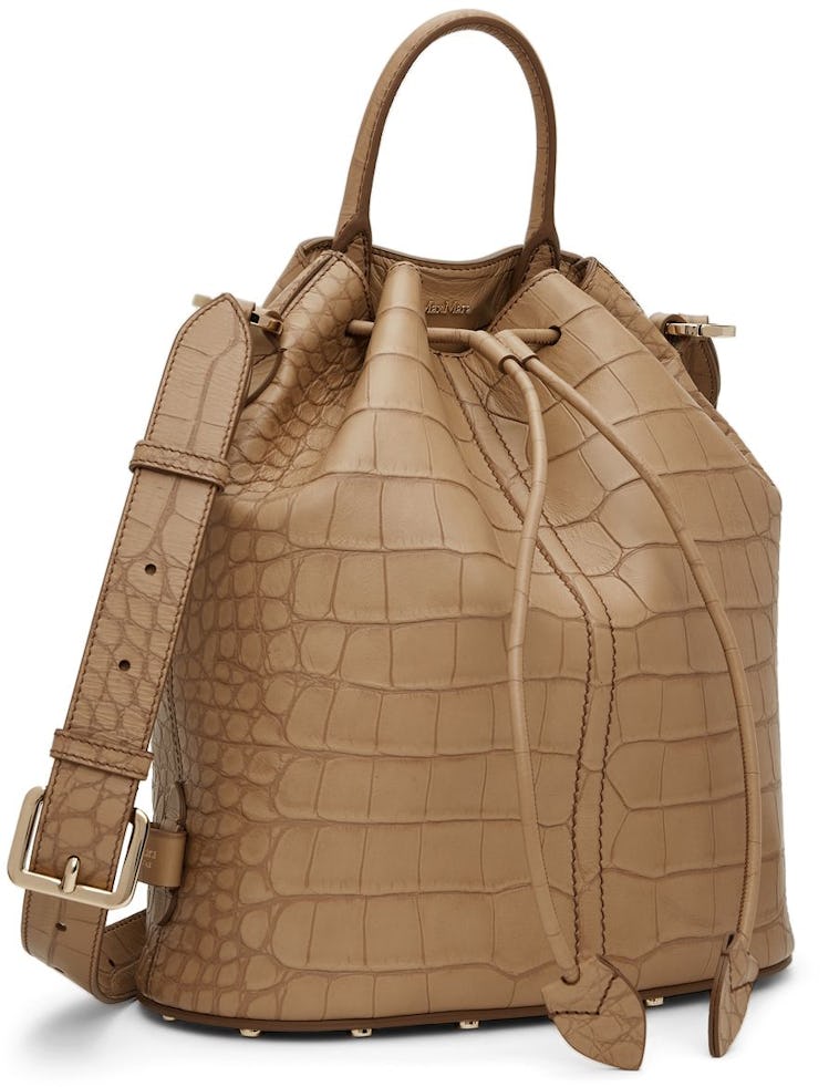 Beige Medium Croc Bucket Bag: additional image