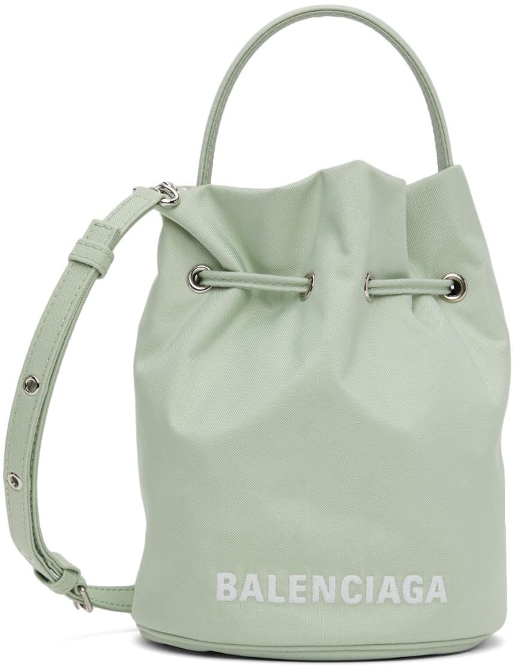 Green XS Drawstring Wheel Bucket Bag: image 1