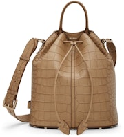 Beige Medium Croc Bucket Bag: image 1