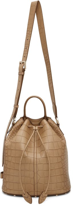 Beige Medium Croc Bucket Bag: additional image