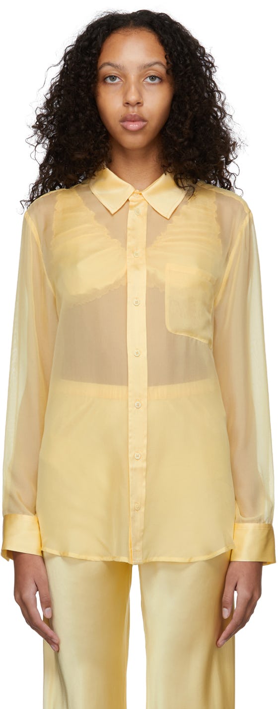 Yellow Chiffon Boyfriend Shirt: image 1