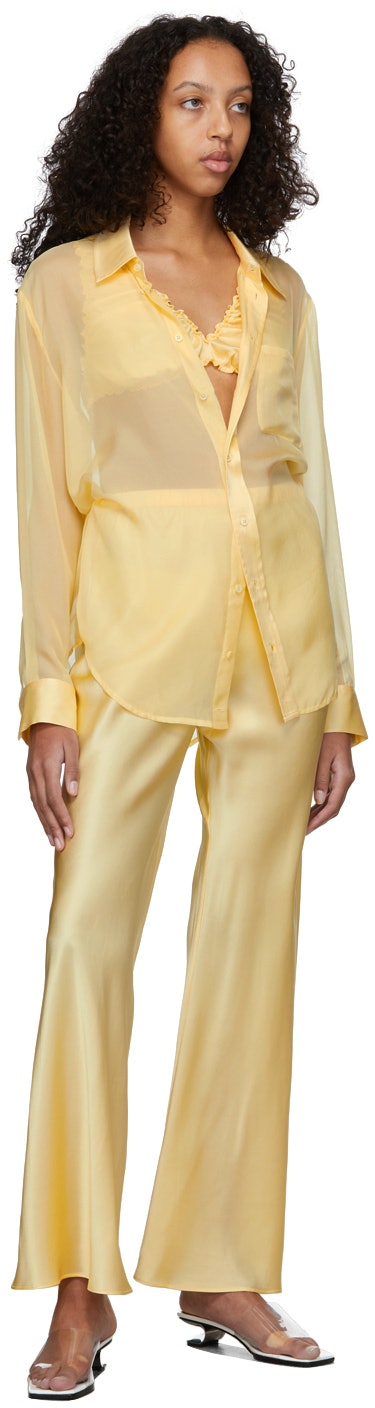 Yellow Chiffon Boyfriend Shirt: additional image