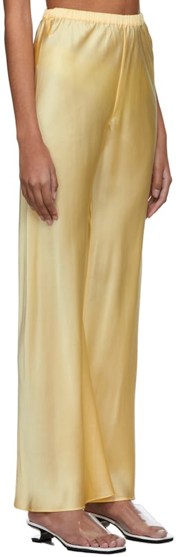 Yellow Silk Bias Cut Lounge Pants: additional image