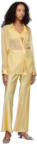 Yellow Silk Bias Cut Lounge Pants: additional image