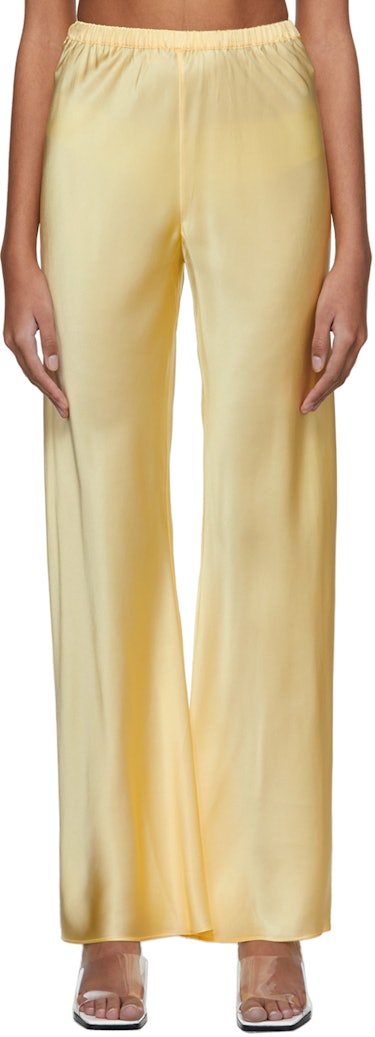 Yellow Silk Bias Cut Lounge Pants: image 1