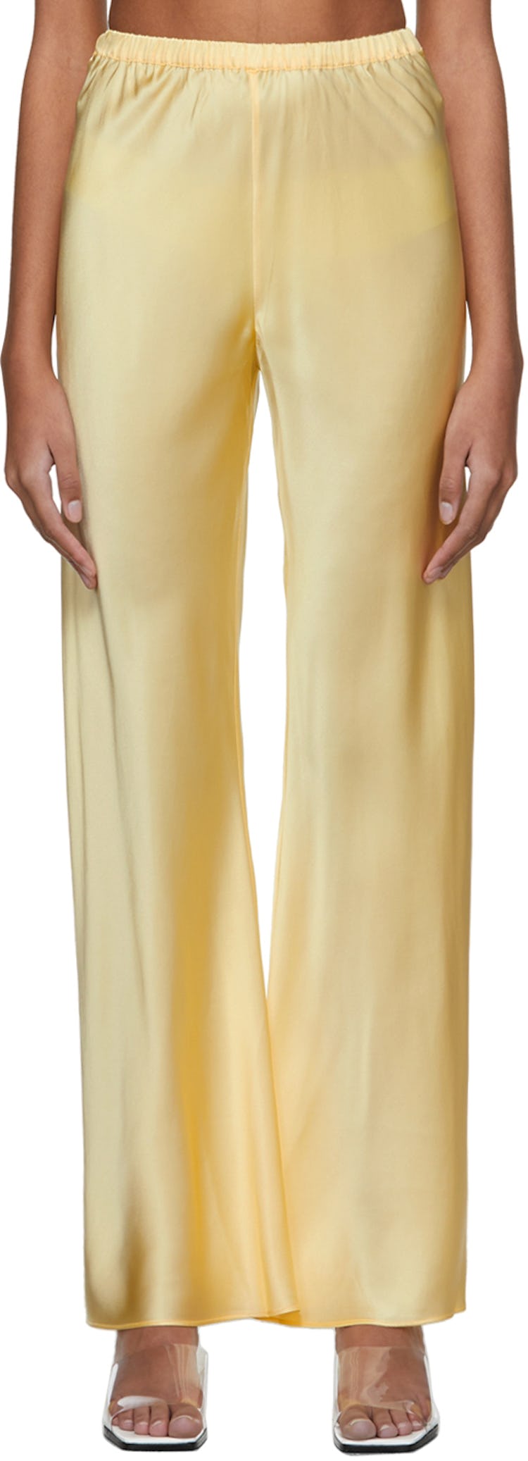 Yellow Silk Bias Cut Lounge Pants: image 1