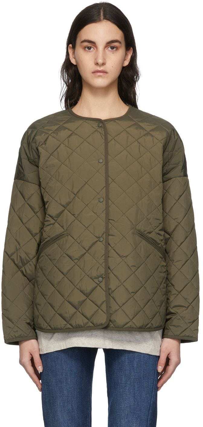 Khaki Quilted Jacket: image 1