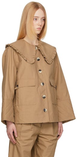 Beige Canvas Puffer Jacket: additional image