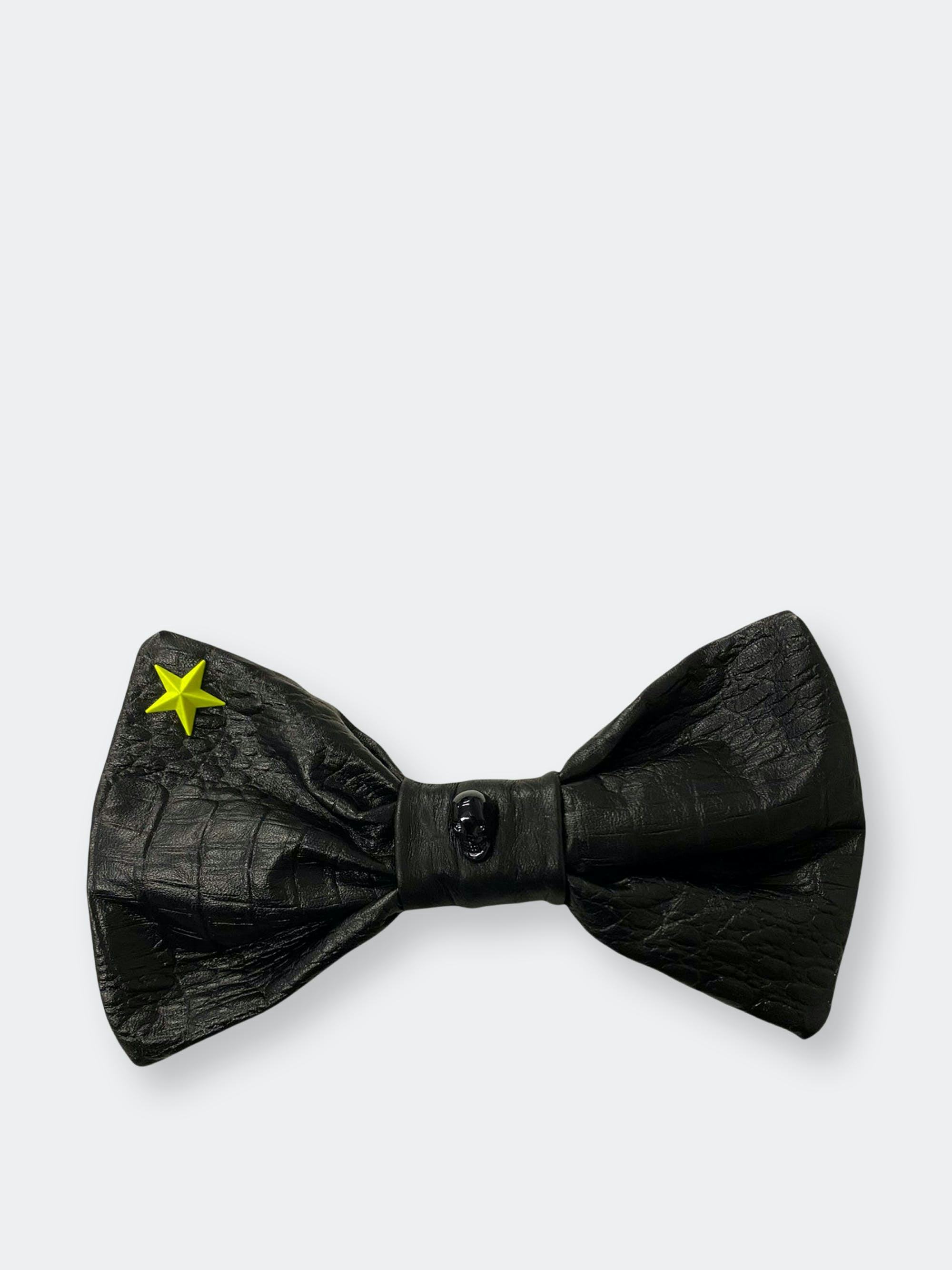 Black Leather Studded Bow: image 1