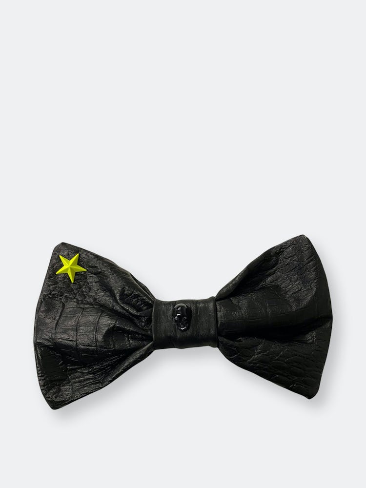 Black Leather Studded Bow: image 1