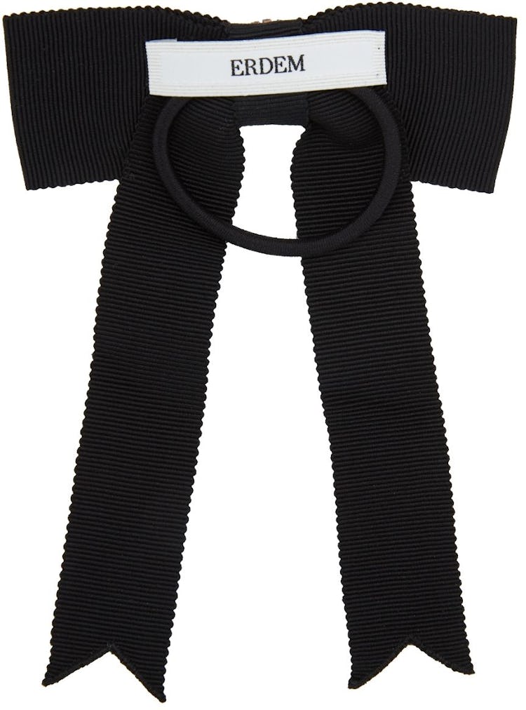 Black Crystal Bow Hair Tie: additional image