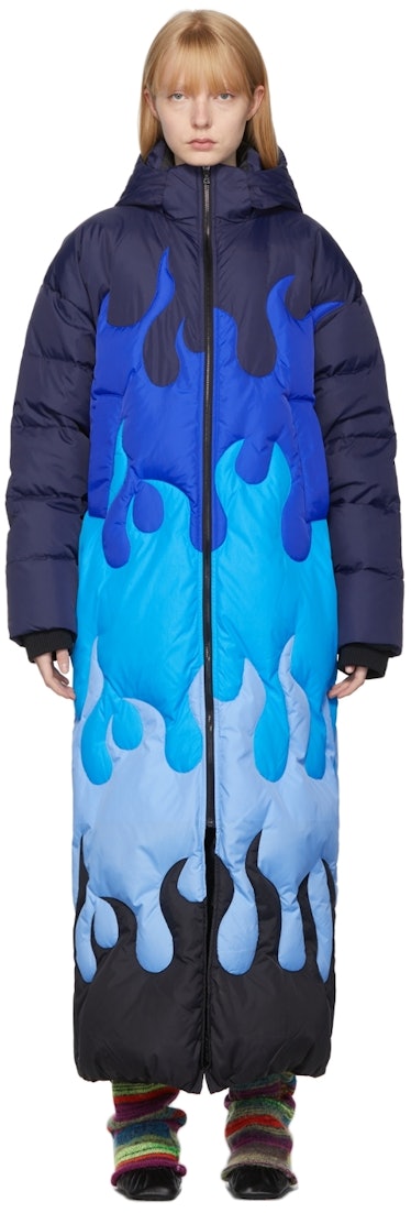 Blue Down Fire Puffer Coat: image 1