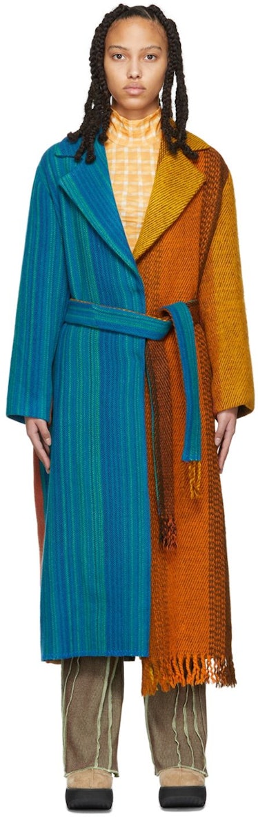 Brown & Blue Wool Lola Coat: image 1