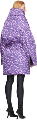 Purple Graphic Flower Scooter Coat: additional image