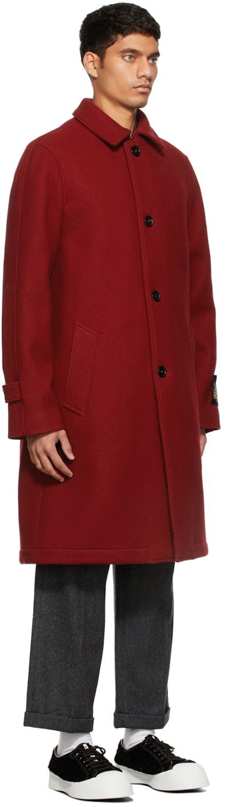 Burgundy Felted Wool Coat: additional image