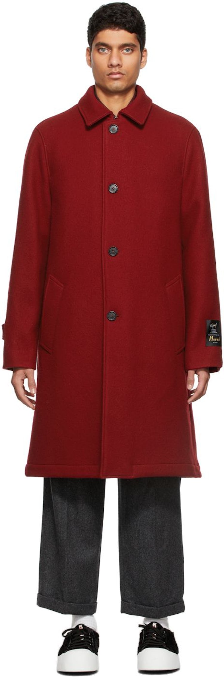 Burgundy Felted Wool Coat: image 1