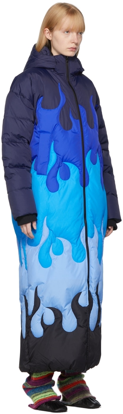 Blue Down Fire Puffer Coat