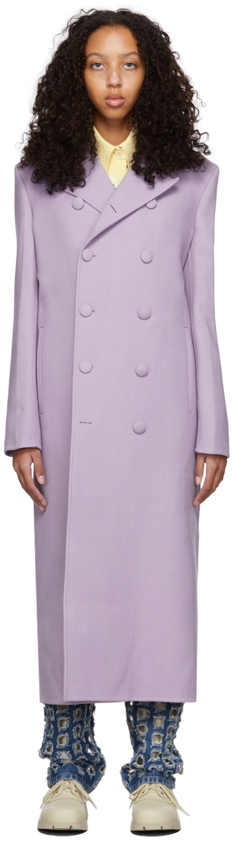 Purple Wool Belted Coat: image 1