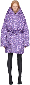 Purple Graphic Flower Scooter Coat: image 1