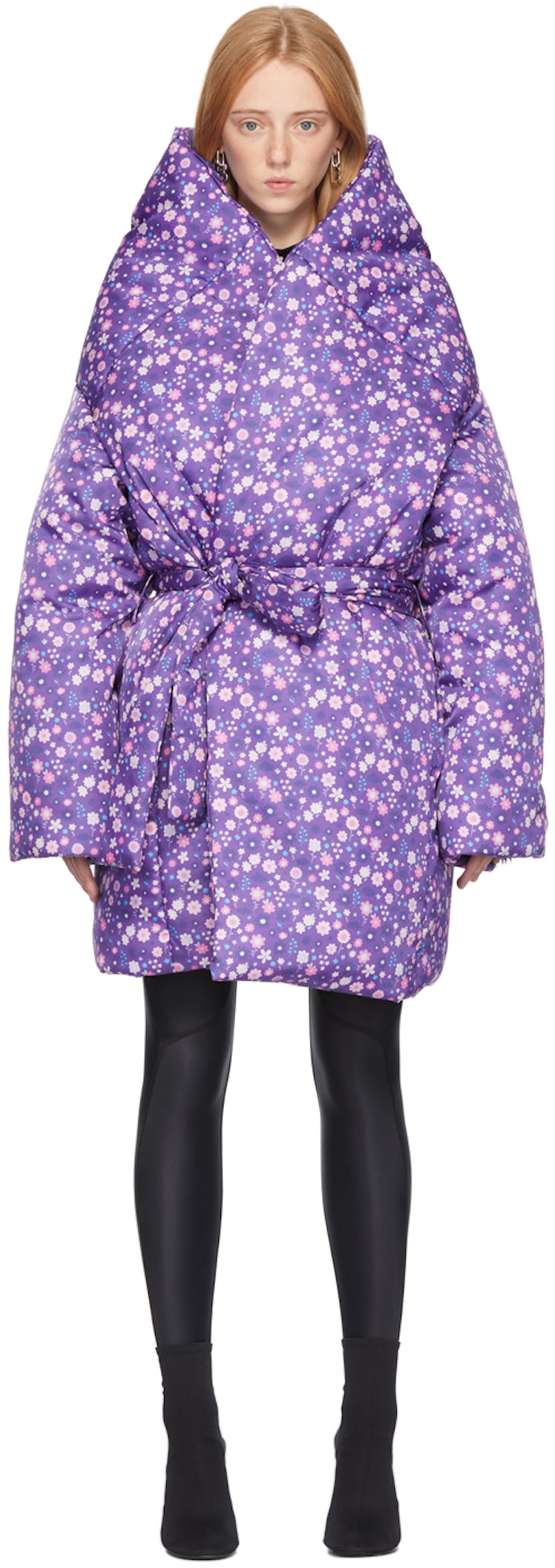 Purple Graphic Flower Scooter Coat: image 1
