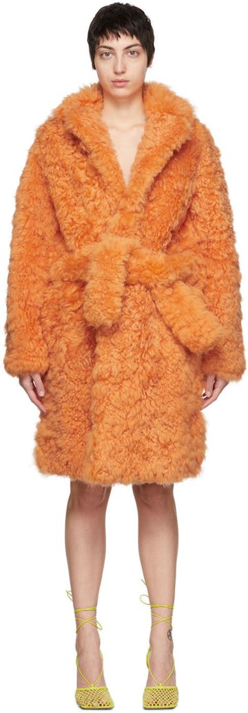 Orange Shearling Fluffy Coat: image 1