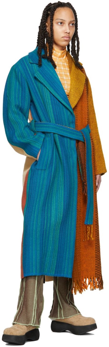 Brown & Blue Wool Lola Coat: additional image
